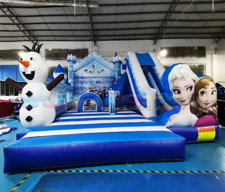 Outdoor party attraction kids bouncer princess jumping castle inflatable frozen bounce house with slide