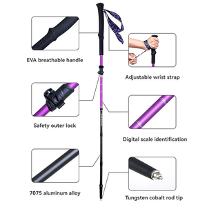 Bâtons <span class=keywords><strong>de</strong></span> randonnée en plein air en aluminium 7075 en forme <span class=keywords><strong>de</strong></span> Z pliables portables réglables Bâtons <span class=keywords><strong>de</strong></span> <span class=keywords><strong>ski</strong></span> <span class=keywords><strong>de</strong></span> randonnée Marche nordique Bâtons d'escalade 5 sections - Product Image 3