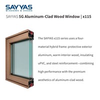 Ventana Abatible de Madera Revestida de Aluminio Moderna con Colores Personalizables, Vidrio Triple Aislante, Garantía de 5 Años, Solo para Hoteles y Escuelas