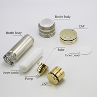 Bouteilles cosmétiques d'or de pompe de sérum de luxe champagne récipient d'emballage cosmétique bouteilles airless de lotion acrylique pour les soins de la peau