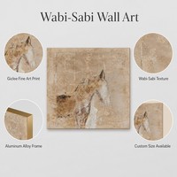Peintures et décorations murales Giclée Wabi-Sabi Cheval Abstrait sur Toile Carrée avec Cadre en Aluminium pour Salon, Entrée, Hôtel, Grande Taille