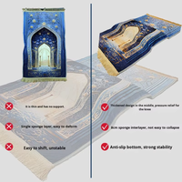 Tapis de prière musulman islamique pour le pèlerinage du Ramadan, antidérapant, en polyester, avec coussin de soutien pour les genoux en mousse à mémoire de forme épaisse, 70x110cm