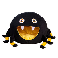 Lit pour chat Spider, hiver, chaud, écologique, résistant aux griffures, semi-fermé, noir, nid pour chat et chien, mignon, en peluche, solide, confortable