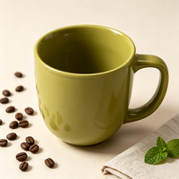 Grande capacité, vert olive, style américain, réutilisable, passe au lave-vaisselle, rentrée scolaire, logo personnalisé, cadeau d'entreprise, céramique