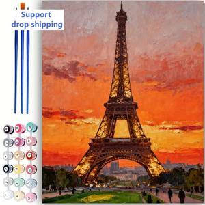 Kit de peinture par numéros de la tour Eiffel quantité minimale de commande = 1, peinture par numéros sur le thème de <span class=keywords><strong>Paris</strong></span> avec prise en charge de la livraison directe - Product Image 1