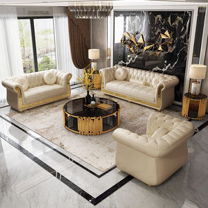 أريكة تشيسترفيلد الفاخرة أثاث غرفة معيشة للفنادق والمكاتب المنزلية طقم أريكة جلد مودرن - Product Image 3