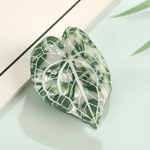 Pince à cheveux style forêt avec feuilles artificielles, design de niche, rétro et polyvalente, pince crabe pour chignon arrière de la tête - Product Image 6