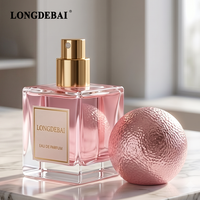 Flacon de parfum carré pour femme, design luxueux et nouveau, 30 ml, 50 ml, 100 ml, flacon de parfum vide transparent avec bouchon en pierre volcanique colorée