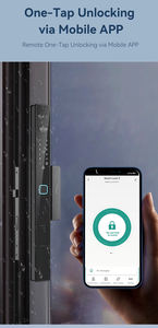 Wifi חכם הדקל הדיגיטלי הדקל לוח טביעת אצבע אפליקציה טוויה בקרה עץ אלומיניום/דלתות פלדה - Product Image 2