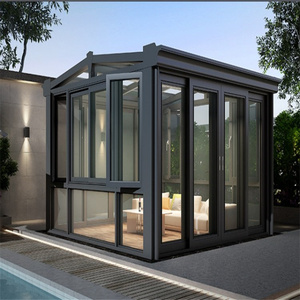 Serre <span class=keywords><strong>en</strong></span> verre DTOP NFRC CE ROHS, Orangerie <span class=keywords><strong>en</strong></span> aluminium verte pour jardin extérieur - Product Image 4