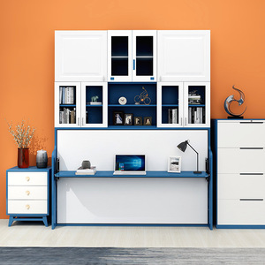 Table pliante multifonctionnelle avec design à pliage latéral, <span class=keywords><strong>lit</strong></span> escamotable, cadre à lattes renforcé, <span class=keywords><strong>lit</strong></span> Murphy, <span class=keywords><strong>lit</strong></span> mural, design moderne en acier - Product Image 2