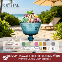 Verre à glace en verre gaufré bleu CRYSTAL 220ml, bol à dessert étoile de mer pour pudding, yaourt, milkshake, maison, restaurant