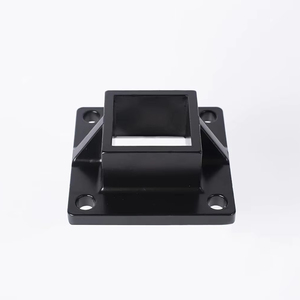 Support de fixation au sol pour poteau carré de 2 pouces et garde-corps de terrasse, robuste, en aluminium, noir - Product Image 1