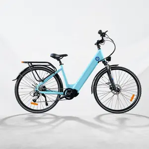 Velomove米国で人気の250w 36v 700C9スピード女性アーバンステップスルー電動シティバイク