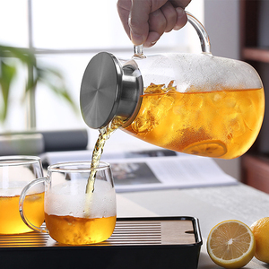 Jarra de Agua de Vidrio Borosilicato de 1500ml/2000ml con Tapa de Acero Inoxidable para Té Helado, Jugo y Café - Product Image 4