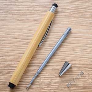 Promotional Advertising Cheap Custom Logo Durable UV Printed 4-Color Touch Active Stylus Bamboo Wooden Ballpoint <b>Pen</b> - Product Image 4