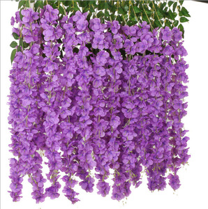 AF0701 Venta a Granel Artificial Wisteria Vine <span class=keywords><strong>Flor</strong></span> Suministros <span class=keywords><strong>Flor</strong></span> Bushy Seda Guirnalda Colgante para Decoración de Pared Colgante Celling - Product Image 3