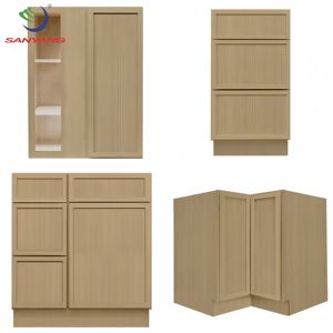 خزائن مطبخ جاهزة للتركيب من خشب البلوط الصلب بأبواب نحيفة على الطراز الشيكر، أثاث أمريكي فاخر وشعبي للمطبخ - Product Image 1