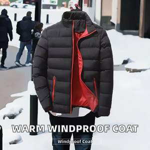Oem Winter Canvas Solid Button Dark Parka Warm Windproof <b>Stand</b> Collar Long Sleeve Pocket Zipper Casual Large Size Male Outdoor - Product Image 2