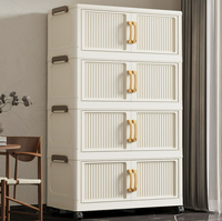 Armoire de rangement pour salon en plastique à cinq couches épaissies, grande capacité, double porte, sur pied, organisateur minimaliste