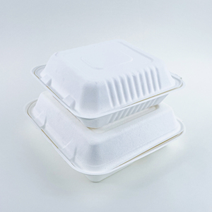 Boîte à lunch bento en pulpe de canne à sucre compostable de 6/9/10/12 pouces, conteneur alimentaire en bagasse, boîte à clapet - Product Image 1
