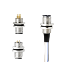 Conector de Alimentación Newstep M12 de 5 Pines y 4 Pines, Conector Macho para Montaje en Panel, Receptáculo en Ángulo Recto para PCB, IP67 Impermeable, 12A, Cobre Chapado en Oro