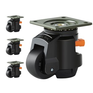 Rueda Giratoria Retráctil Ajustable Negra con Soporte de Placa, Rodamiento de Nylon, Capacidad de Carga de 40 kg para Movimiento Industrial - Product Image 2