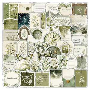 50 autocollants <span class=keywords><strong>vintage</strong></span> style ferme en papier, personnalisés, esthétique papier vieilli, nostalgiques, girly, créatifs, pour voiture, guitare, OEM - Product Image 1