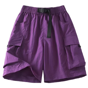 Men's Summer Cargo Shorts, Multi-Pocket, Loose Fit, Sports &amp; Casual, Plus Size, Trendy Simple Style, Knee-Length Quick-Dry Pants - Product Image 1