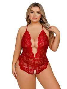 Nueva Lencería Sexy de alta calidad para mujer, mono hueco de talla grande, conjunto de camisón de una pieza con decoración de agujeros únicos - Product Image 5