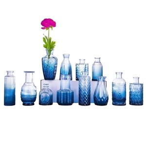 Mid-Century Retro Style <strong>Small</strong> Glass Vase Set Modern High-End Vintage Ins Transparent Luxury Ornament for Flower Arrangement - Product Image 2