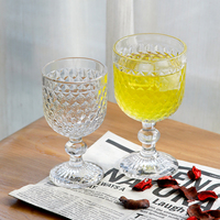 Verres à vin en cristal en vrac, motif diamant, style rétro, artisanat en relief, réutilisables, compatibles lave-vaisselle, 361 ml, pour bar, restaurant, fête