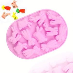 Molde de Silicona con Forma de Conejo y Nabo para Pasteles, Jabones y Velas Hechos a Mano, Ideal para el Festival de Pascua, Venta Caliente, OEM/ODM - Product Image 1