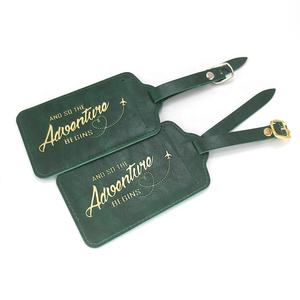 Étiquettes de bagages de voyage <span class=keywords><strong>en</strong></span> cuir PU, <span class=keywords><strong>en</strong></span> feuille d'or, de luxe, personnalisés, brillantes, Design <span class=keywords><strong>avion</strong></span>, Logo, vert, Jade, 50 pièces - Product Image 2