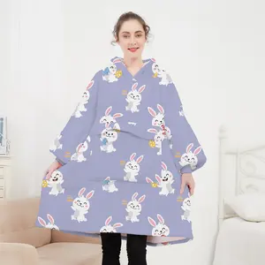 Promocional barato surtido mixto mapache aguacate Panda pingüino conejo diseños cálido grueso suave polar usable Sudadera con capucha Manta