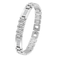 316L Edelstahl Gold Silber Präsidenten-Armband 3-reihiges Gliederarmband mit CZ-Steinplatte Uhrenarmband Faltschließe Schmuck für Männer Frauen Maßanfertigung OEM
