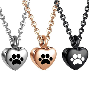 Corazón Mascotas Pata Urna Collar/<span class=keywords><strong>Pulsera</strong></span> Corazón Encantos Memorial <span class=keywords><strong>Cenizas</strong></span> Urna Collar Joyería Fabricación Recuerdo Colgante - Product Image 1