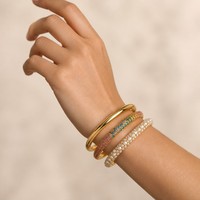 Bracelet manchette ouvert minimaliste brillant plaqué or 18 carats en acier inoxydable, bijoux plaqués or pour femmes