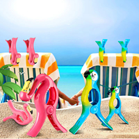 Pinces à serviettes fantaisie en plastique robuste, motif flamant rose et perroquet, usage polyvalent pour la plage, la piscine et la maison