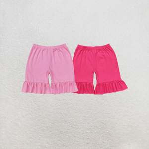 Shorts d'été rose uni à volants pour bébés filles - Vente en gros - Product Image 5