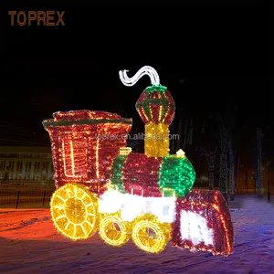 Customized Waterproof 3D LED Train Light Giant Motif Outdoor Commercial Decoration Christmas Landscape IP65 Emitting White Red