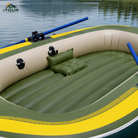 Équipement de plein air, bateau pneumatique pour 2 personnes, bateau à rames en caoutchouc épaissi, bateau de pêche portable pliable en PVC, embarcation de loisirs