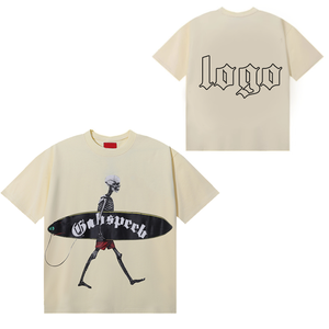 Hợp thời trang 100% cotton Loose-Fitting ngắn tay T-Shirt quá khổ với in ấn kỹ thuật số văn bản mà toát lên một sự rung cảm trẻ trung - Product Image 3