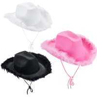 Chapeau de feutre de Cowboy Western rose à bord brut Costume de Cosplay Cowgirl Chapeau de fête Gorras pour Halloween et Noël