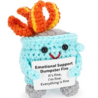 Peluche artisanale au crochet en forme de poubelle, mignonne et tricotée, pour le soutien émotionnel et le soulagement du stress, avec carte positive