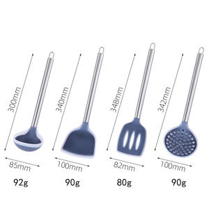 Set di utensili da cucina in acciaio inossidabile e silicone, 4 pezzi, cucchiaio, spatola, colino, mestolo <span class=keywords><strong>per</strong></span> cucina in stile cinese - Product Image 1