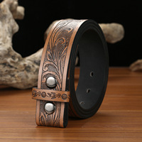 Western Cowboy sabuk unik Vintage uniseks Aloi tanpa gesper desain sabuk timbul serbaguna untuk pria wanita stok grosir