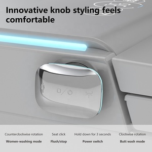 Inodoro inteligente sin tanque con certificación CUPC, luz ambiental azul, anillo halo lateral, tapa de cerámica sin borde y descarga automática. - Product Image 3