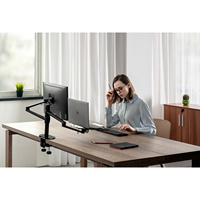 Swelix OL-3L Abu-abu Paduan Aluminium Dudukan Monitor Tunggal untuk Meja dengan Gas Spring, Lengan Monitor Ganda untuk Layar 32 Inci, Sudut Kemiringan 360 Derajat, 10kg