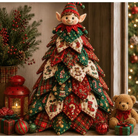 Kit DIY Arbre de Noël en Tissu Matelassé – Ensemble de Couture Artisanale en Patchwork pour Décoration de Table de Noël Faite Main pour les Amateurs de Créations Artisanales